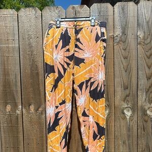 Gap Orange and Black Floral Pants